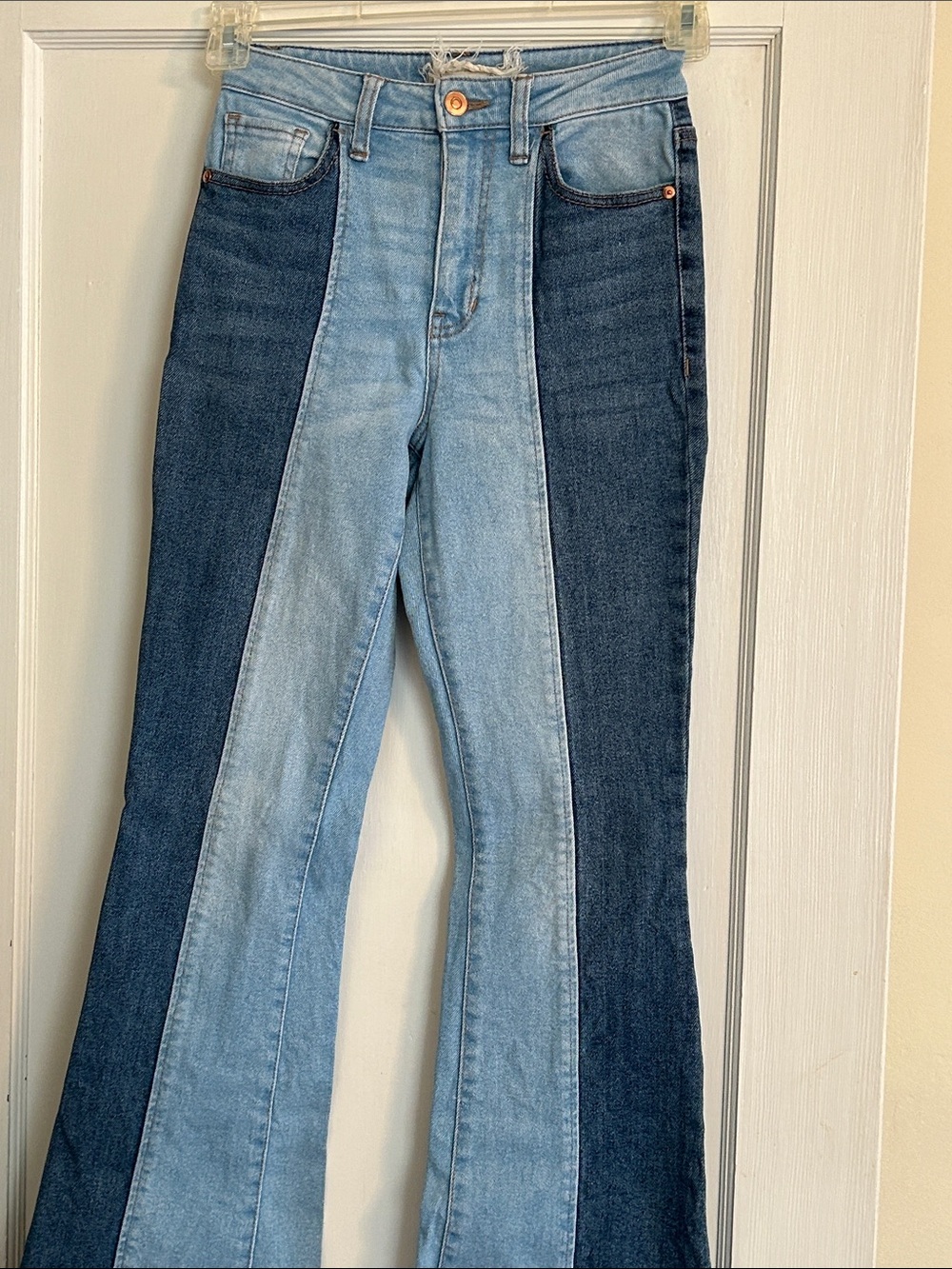Alter’d State two tone flare jeans.